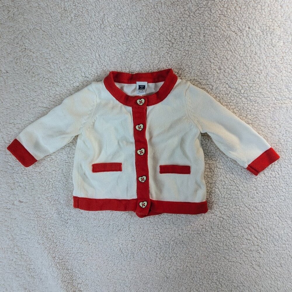 Janie & Jack Infant Girl's 3-6 Month Ivory & Red Knit Sweater With Bow on Back